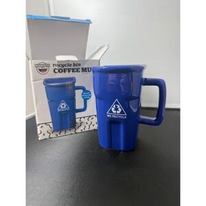 We Recycle‎ Bin Coffee Mug Blue Novelty Collectible Gift with box